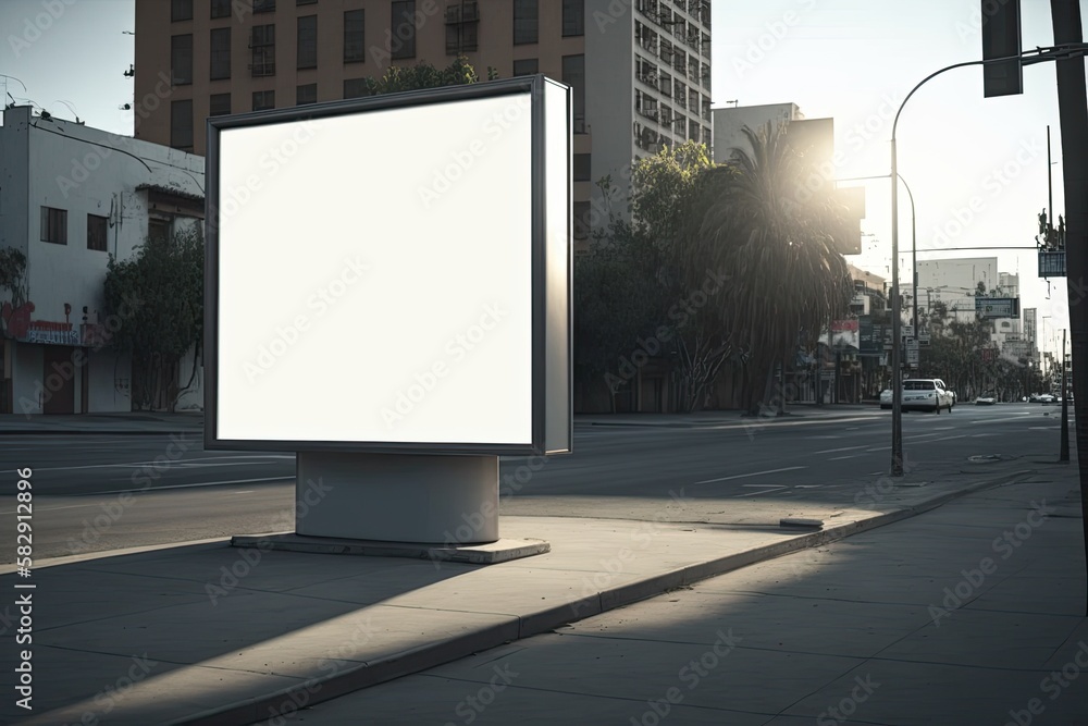 Blank Billboard Side Of The Street Mockup Template Design Generated AI Blank Billboard Side Of The Street Mockup Template Design Generated AI