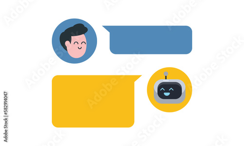 Man Chatting with AI Robot Computer 