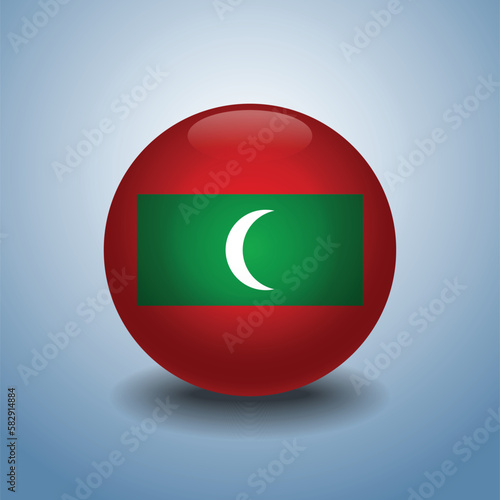 Free Download Maldives flag. Round glossy. Isolated on color gradient background - GFXLoad