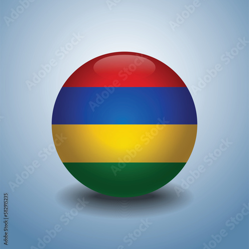 Free Download Mauritius flag. Round glossy. Isolated on color gradient background - GFXLoad
