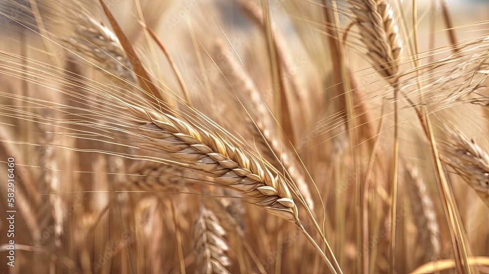 Wheat grain background. Plant harvest farm close up. Generative AI technology.
Wheat grain background. Plant harvest farm close up. Generative AI technology.