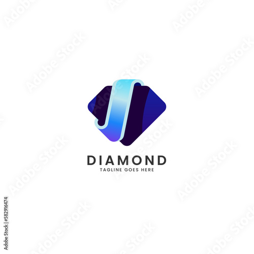 Vector Logo Illustration Diamond Gradient Colorful Style.