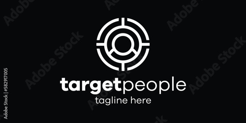Fototapeta people and target icon logo illustration