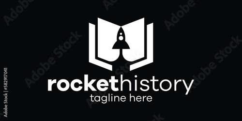 book history and rocket icon vector illustration