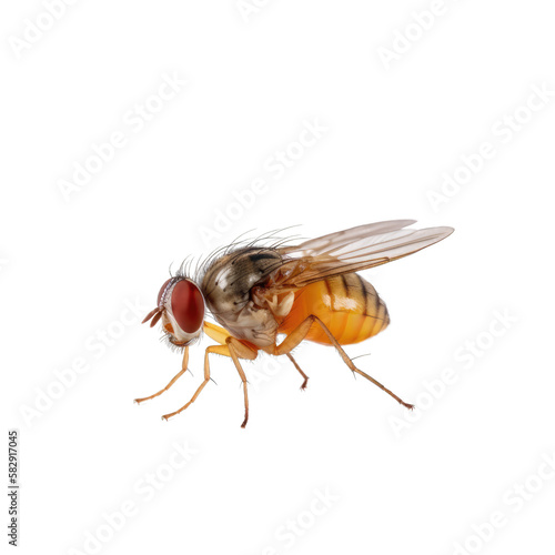 side view of fruit fly , isolated on transparent background cutout , generative ai