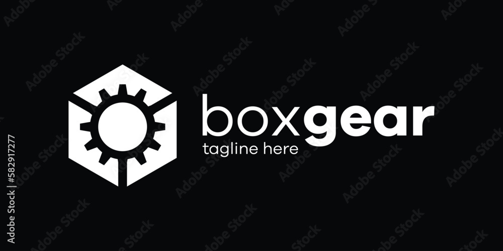 logo box and gear icon vector illustration logo box and gear icon vector illustration