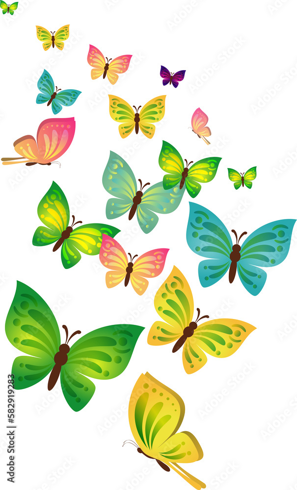 Colorful butterfly design background isolated illustration
