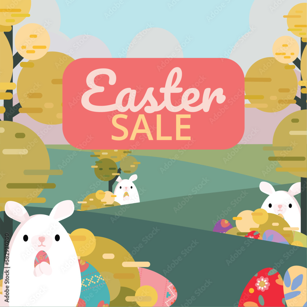 Easter poster in flat design style Easter poster in flat design style
