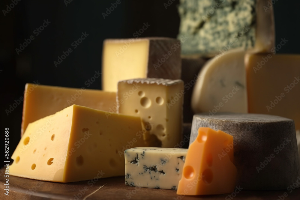 Cheese. close up. generative ai. 