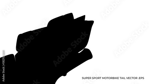 Super sport motorbike tail, silhouette vector illustration in trendy style close up view. Editable graphic resources for many purposes.