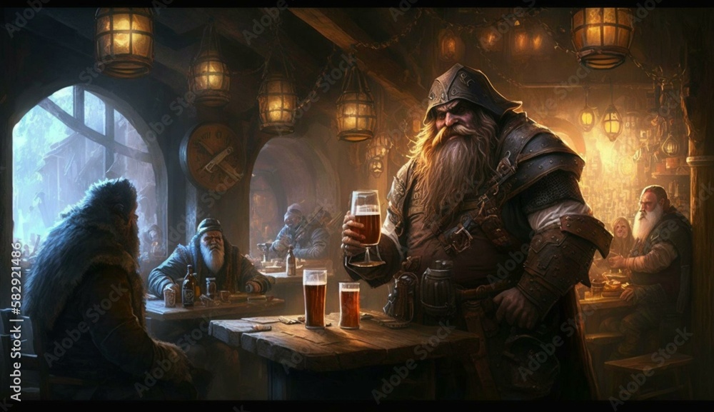 Generative AI, fantasy Tavern, medieval Tavern, medieval building,dwarf,zwerg,
fantasy Taverne, mittelalterliche Taverne, mittelalterliche Gebäude.
