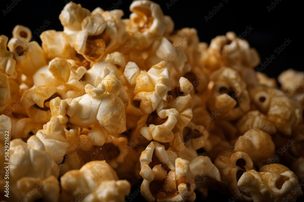 popcorn. close up. generative ai popcorn. close up. generative ai