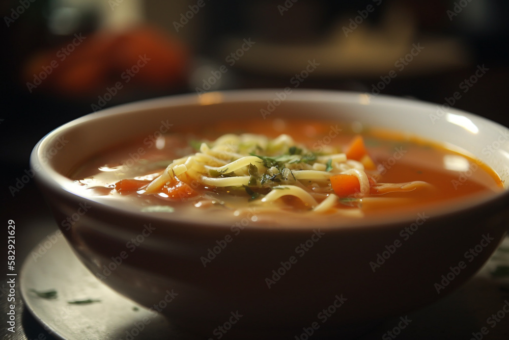 chicken soup with vegetables. generative ai 