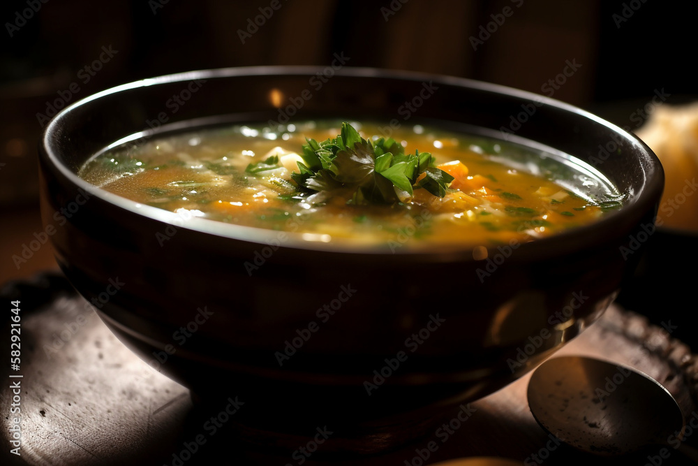 chicken soup with vegetables. generative ai chicken soup with vegetables. generative ai