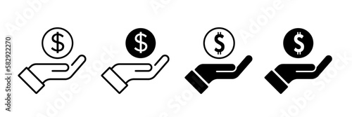 salary vector icons set