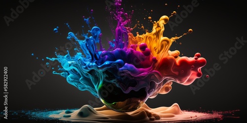 colorful liquid fluid explosion splatter