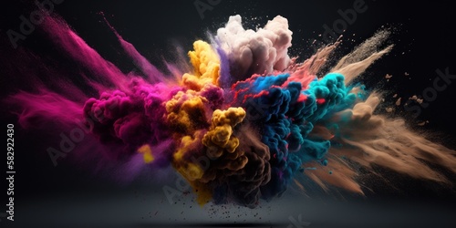 colorful liquid fluid explosion splatter