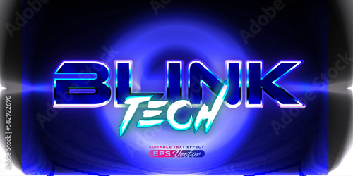 Retro futuristic 80s blink tech editable text effect style vibrant back to the future theme with experimental background, ideal for poster, flyer rad 1980s touch