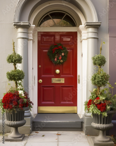 Festive front door at Christmas