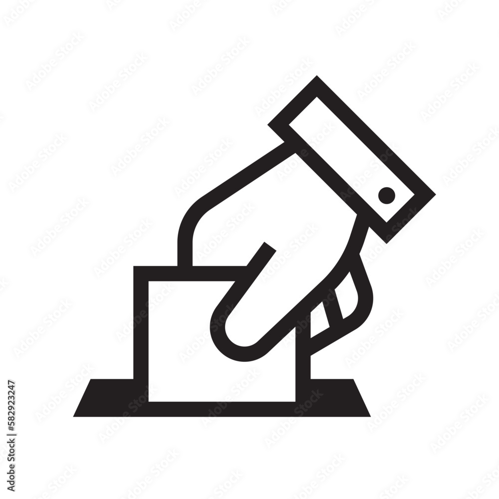 Hand Voting Ballot Box Icon Election Vote Concept Silhouette Design 