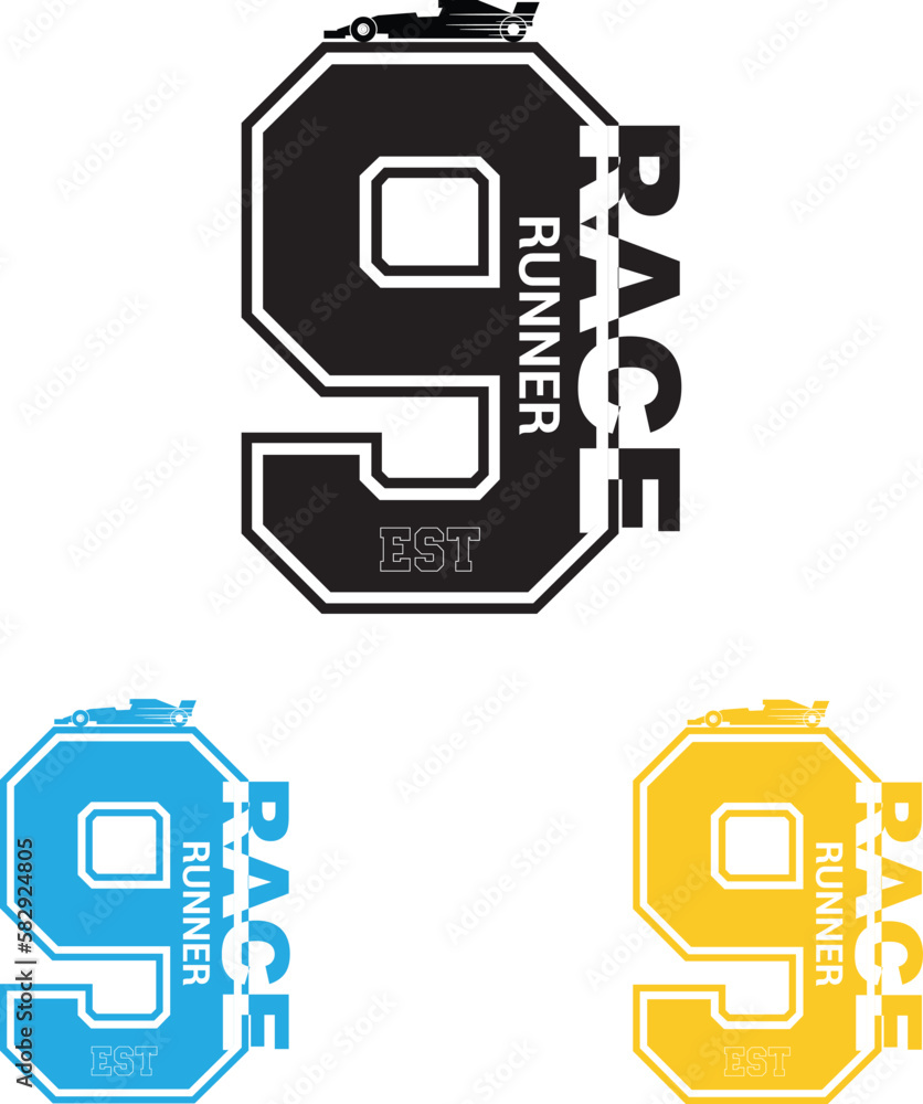 printable race runner est 9 vector typography t shirt design printable race runner est 9 vector typography t shirt design