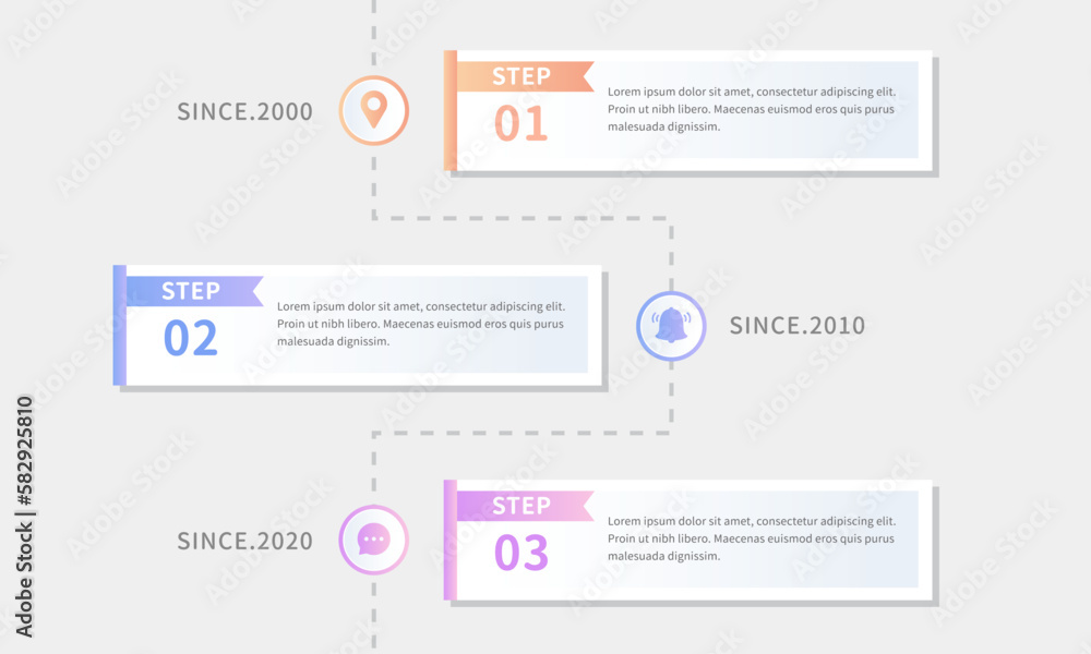 Fototapeta premium Modern style business infographic with a timeline template to introduce the steps