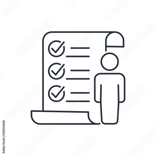 Assessment of specialist qualifications. Personal merit. Vector linear icon isolated on white background.