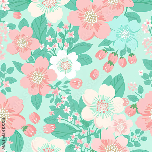 Seamless Floral Pattern, AI Generated