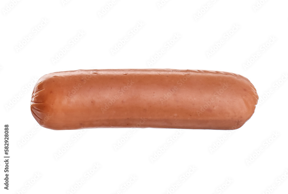 One fresh raw sausage isolated on white. Meat product One fresh raw sausage isolated on white. Meat product