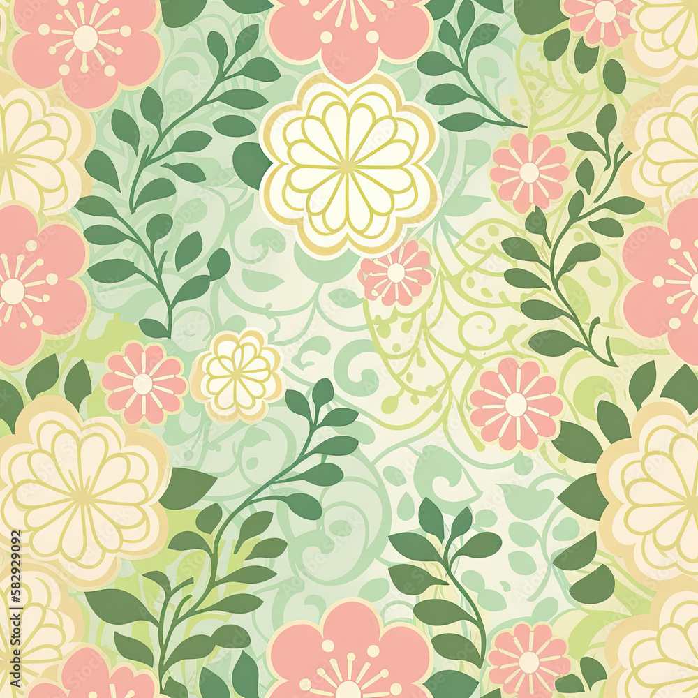 Seamless Floral Pattern, AI Generated Seamless Floral Pattern, AI Generated