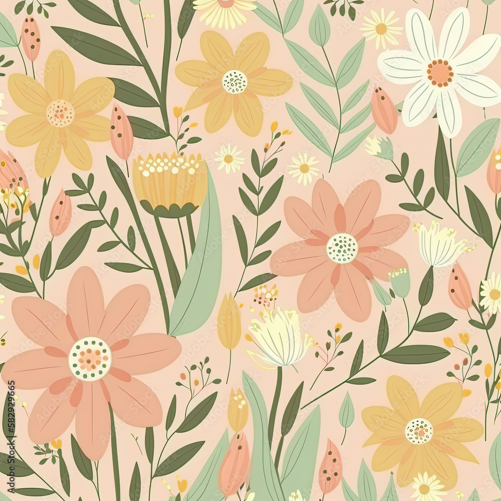 Seamless Floral Pattern, AI Generated Seamless Floral Pattern, AI Generated