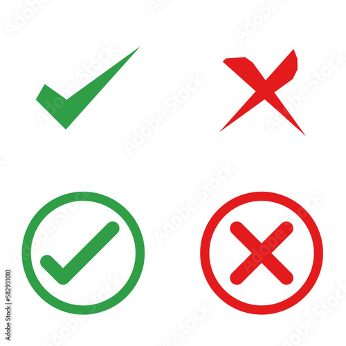 Check mark icons set isolated on white background.
