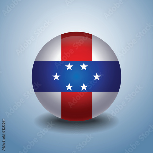 Free Download Netherlands Antilles flag. Round glossy. Isolated on color gradient background - GFXLoad