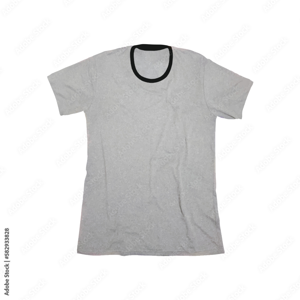 Grey t shirt isolated on white background, t shirt mockup design, t shirt design template Grey t shirt isolated on white background, t shirt mockup design, t shirt design template