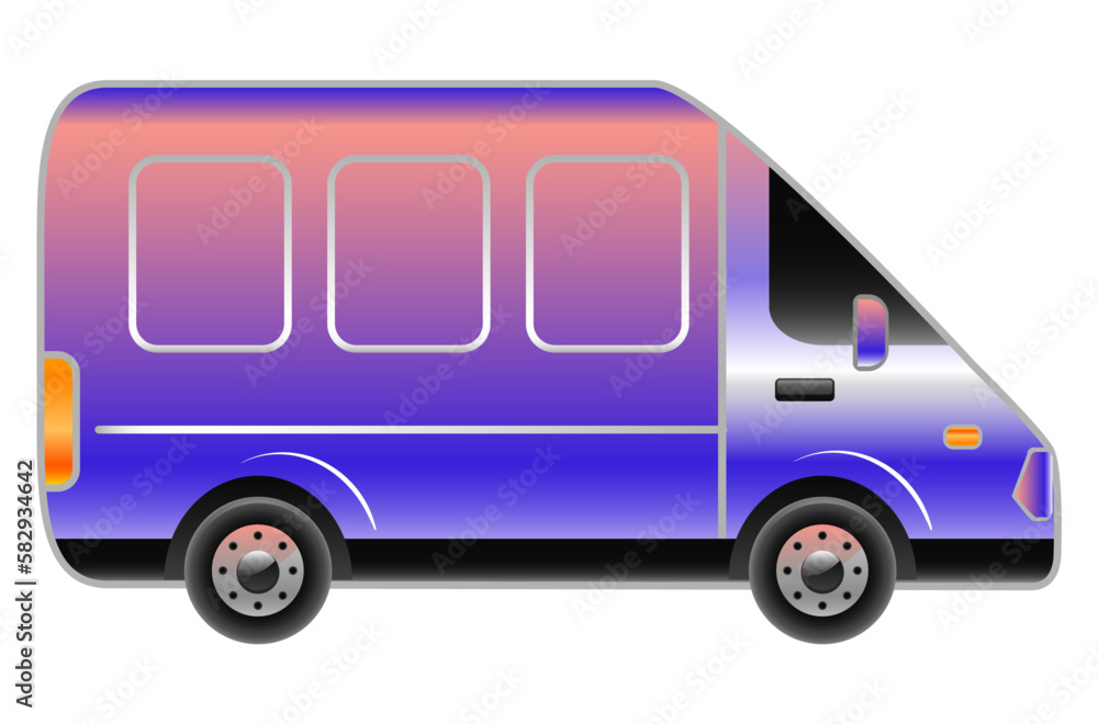 Multi -colored cargo minibus vector illustration