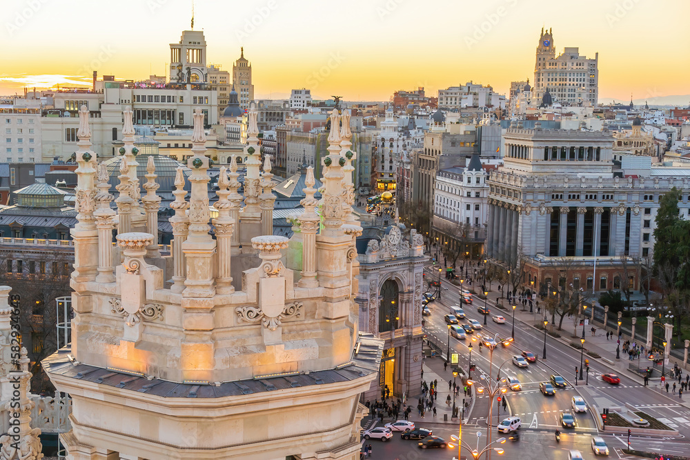 Spain's metropolis at sunset, showing the Madrid skyline