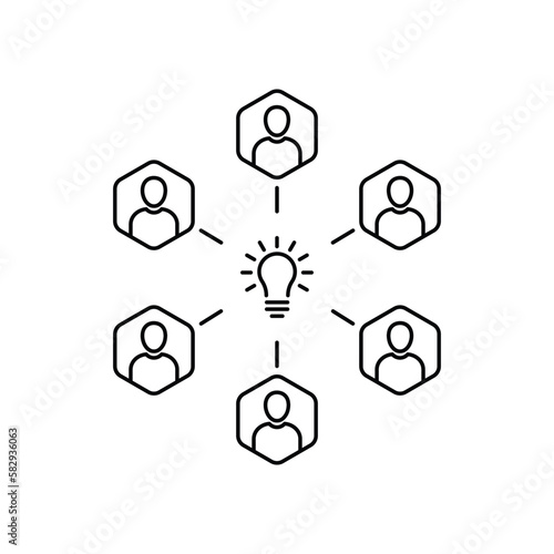 thin line black bulb like brainstorming icon. flat linear trend modern logotype graphic lineart design isolated on white background. metaphor of e-learning or startup and approach in problem solving