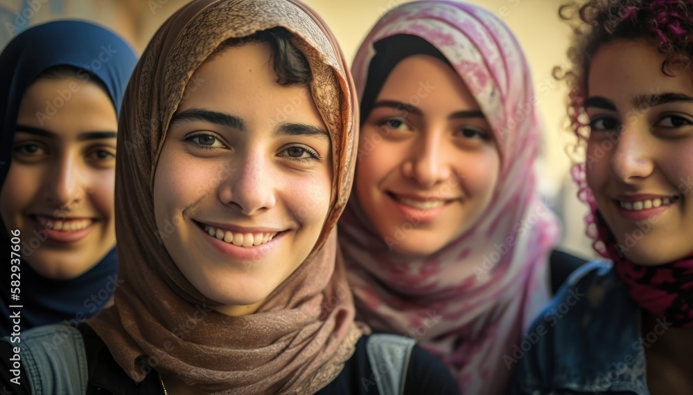 Group of Diverse and Empowered Middle Eastern Youth High School Students Working Together in History Club : Power of Collaboration in Clubs, Sports Teams (generative AI) Group of Diverse and Empowered Middle Eastern Youth High School Students Working Together in History Club : Power of Collaboration in Clubs, Sports Teams (generative AI)