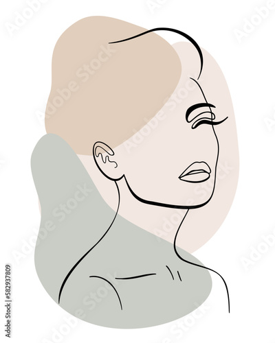 Trendy fashion lineart portrait of a woman