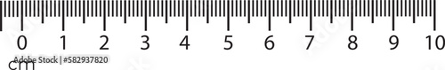 10 centimeters ruler measurement tool with numbers scale. Vector cm chart with millimeter grid system