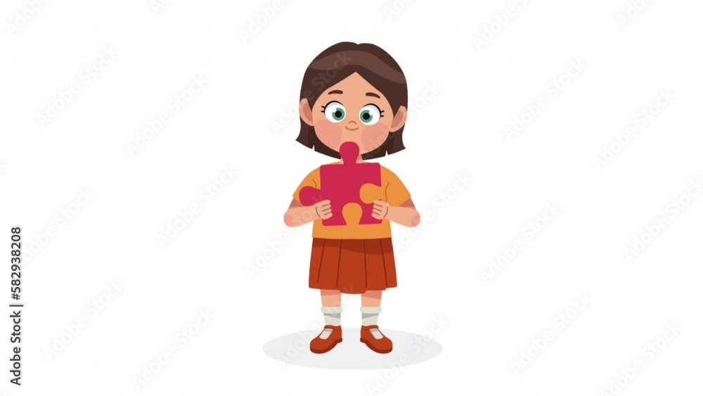 austism girl playing with puzzle character animation austism girl playing with puzzle character animation