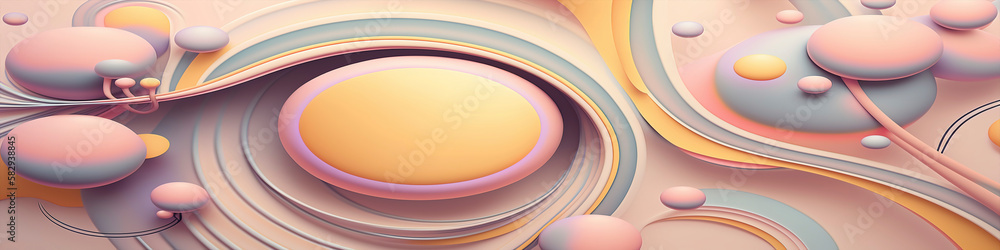 Fototapeta premium Panoramic Wallpaper with Dreamy Pastel Abstract Patterns