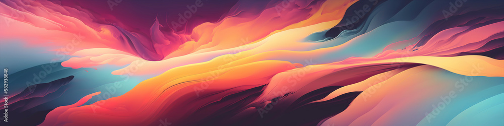 Fototapeta premium Panoramic Wallpaper with Dreamy Pastel Abstract Patterns