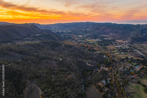 Sunset over the town of Carmel, California