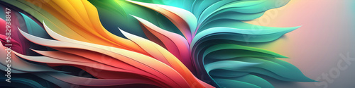 Panoramic Wallpaper with Dreamy Pastel Abstract Patterns