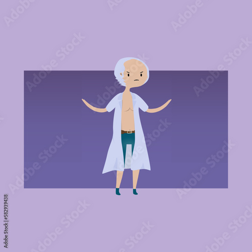 Cute Crazy Doctor Cartoon Illustration Design
