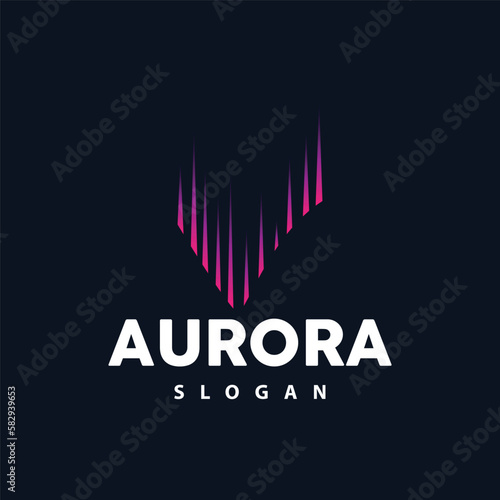 Aurora Logo, Light Wave Vector, Nature Landscape Design, Product Brand Template Illustration Icon