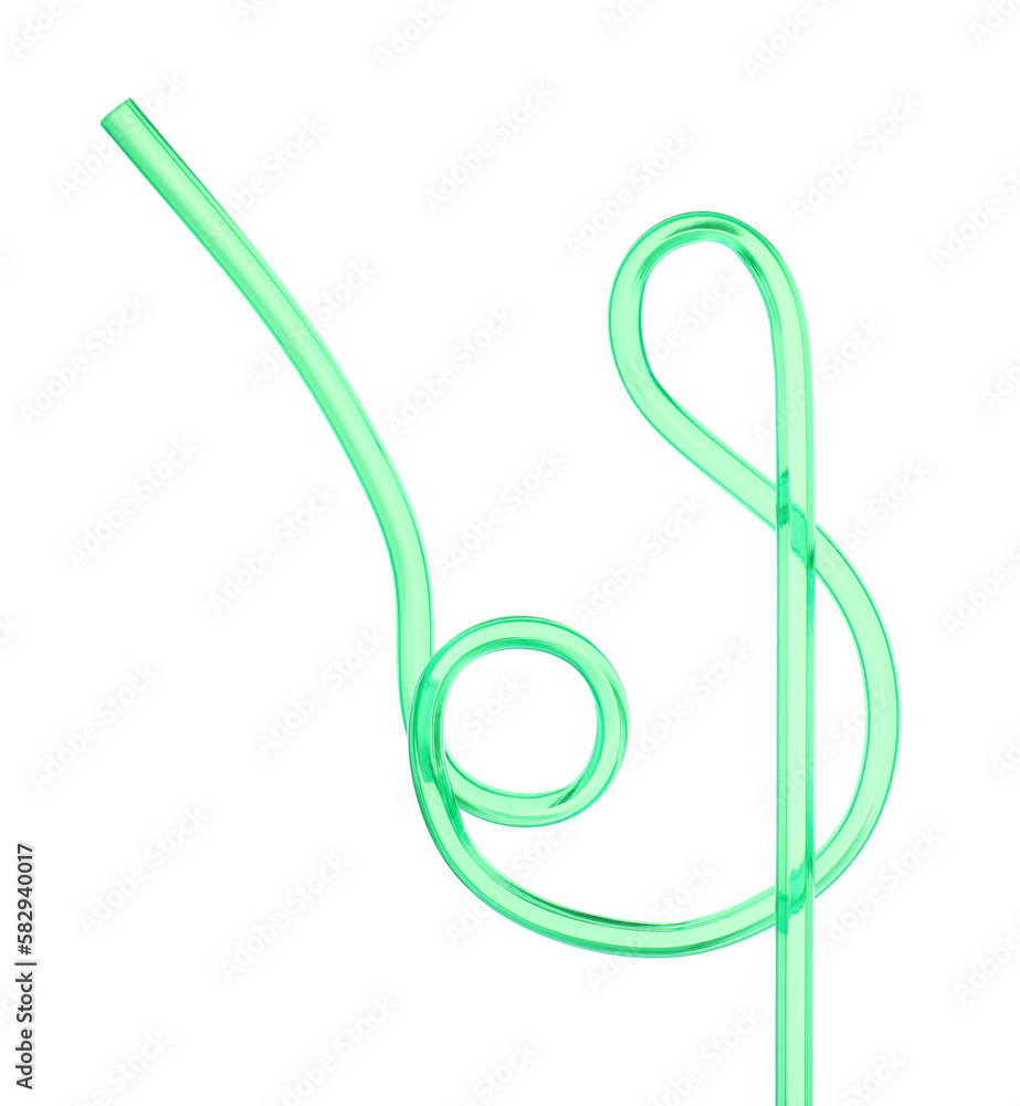 Light green plastic cocktail tube isolated on white