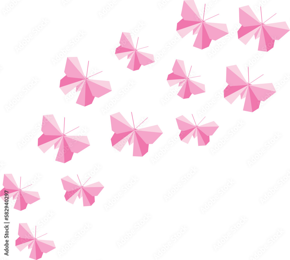 set of pink butterfly vector Stock Vector | Adobe Stock