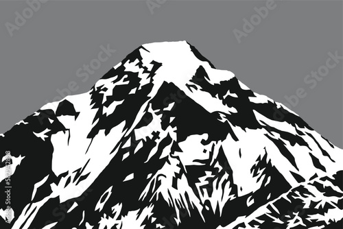 mountain top of mount Dhaulagiri vector illustration logo, blavk and white, Nepal Himalaya mountains